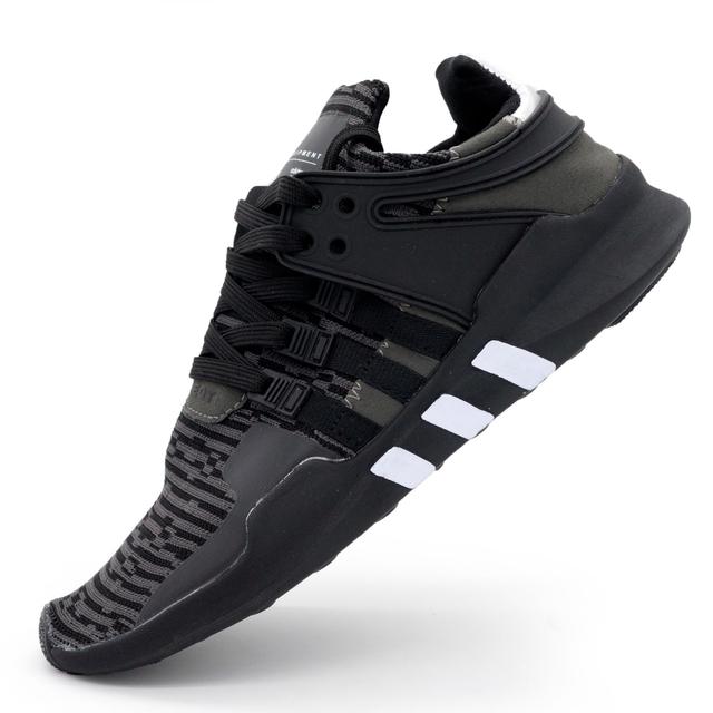 Adidas Equipment support (EQT) sneakers are all black with gray. Top quality!