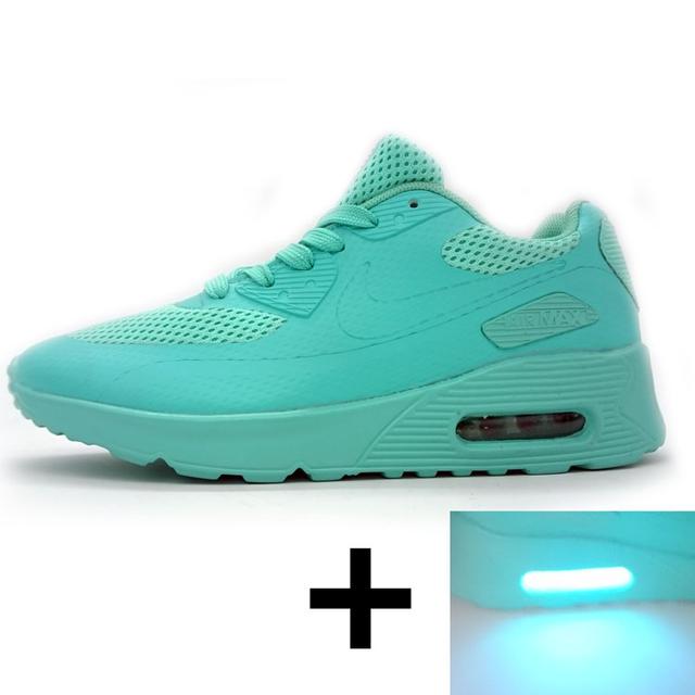 Glowing sneakers, led air max 90 turquoise.