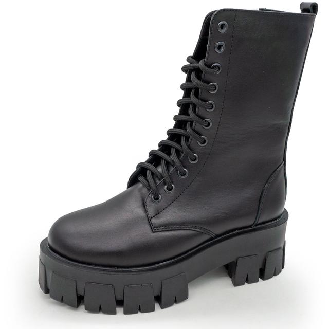 Black women's winter boots Dr. Martens, genuine leather