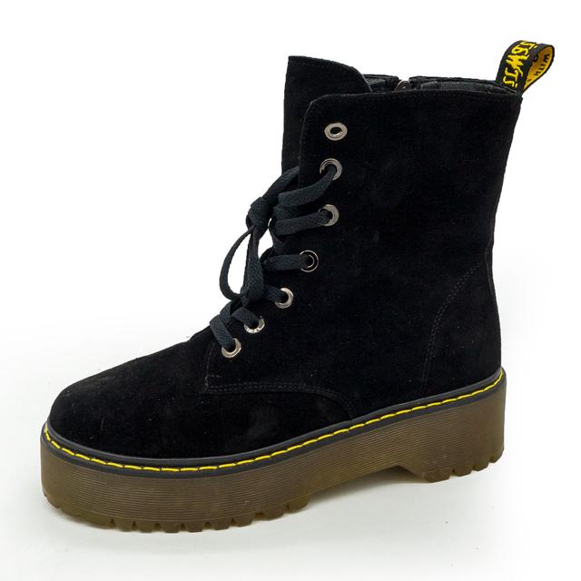 Black women's winter boots Dr. Martens, natural suede