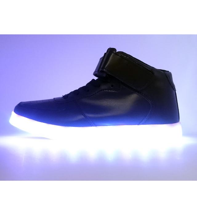 Led black, luminous sneakers.