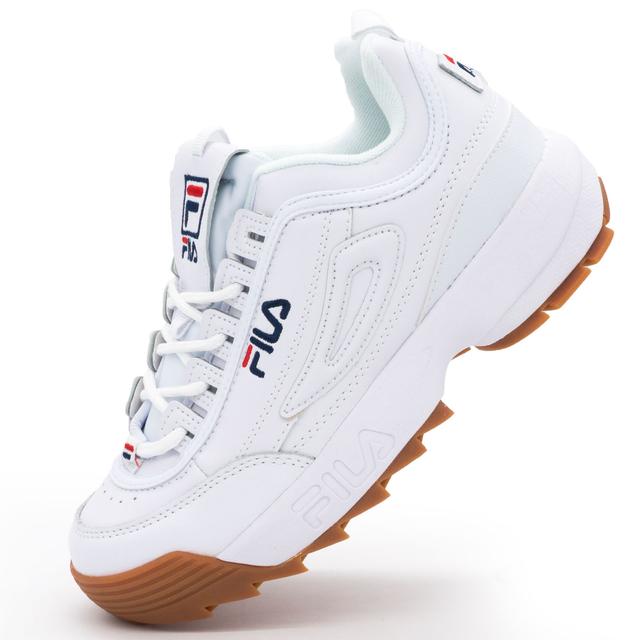 Women's sneakers white with a brown sole FILA Disruptor 2. Top quality!