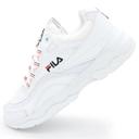 Women's white FILA Ray sneakers with blue and red