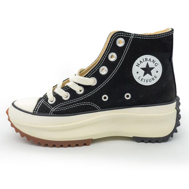 Sneakers in the style of Converse, converse on the platform black and white