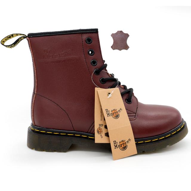 Brown women's boots at Dr. Martens, genuine leather - Top quality!