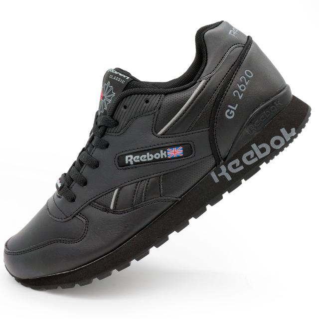 Чоловічі шкіряні кросівки Reebok classic GL 2620 (Рибок класик чорний)