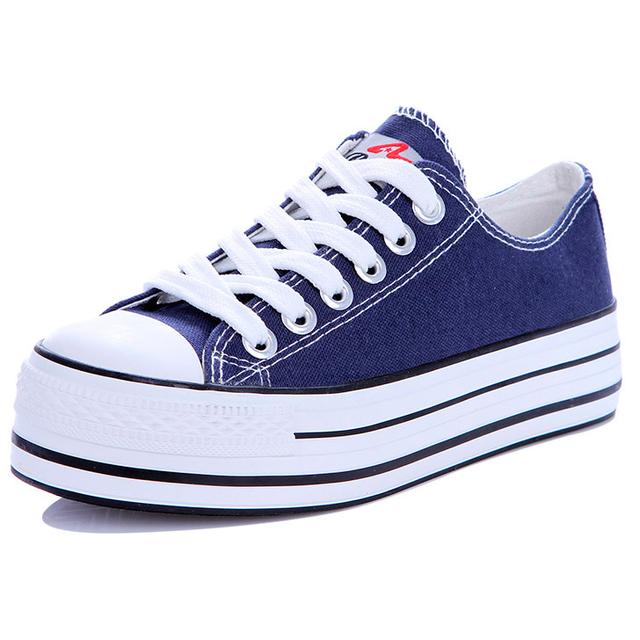 RenBen 3129-2 women's blue sneakers with a thick sole