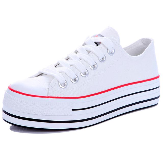 RenBen 3129-3 women's white sneakers with a thick sole