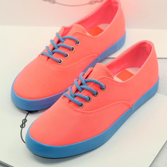 RenBen 3735-1 women's pink trainers with blue soles