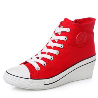 Women's red wedge sneakers RenBen 3901-3