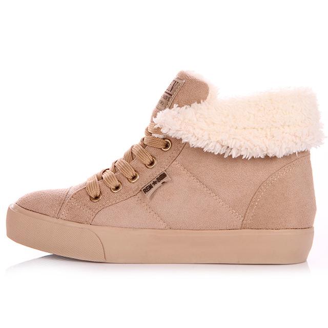 Winter women's beige sneakers with fur RenBen 8953-1