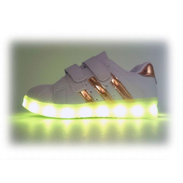 Glowing LED superstar golden children's sneakers with Velcro