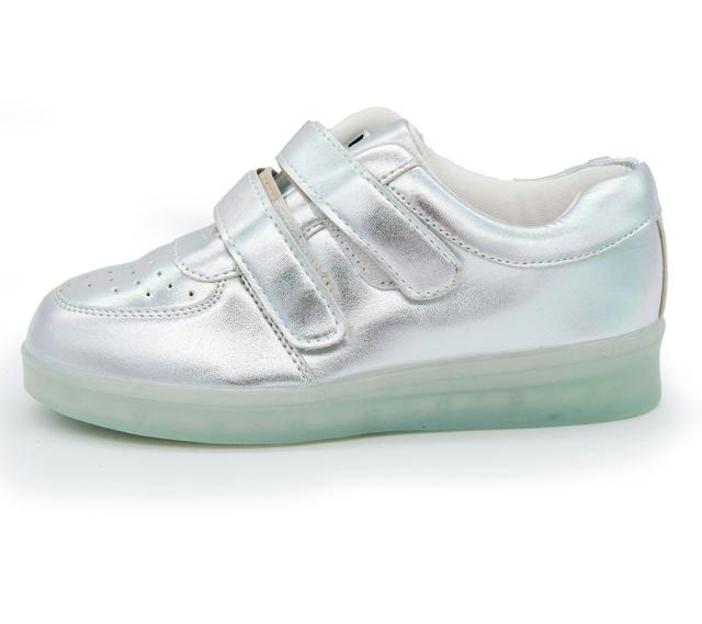 Led light up sneakers low silver with Velcro