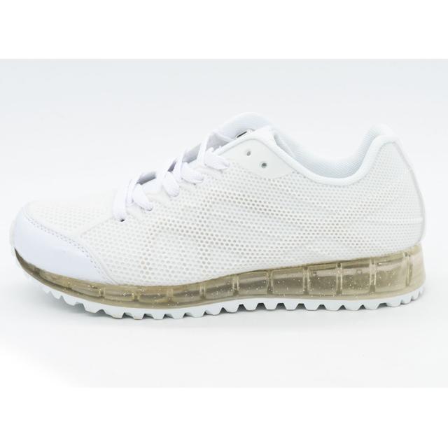 White luminous LED sneakers with a transparent sole