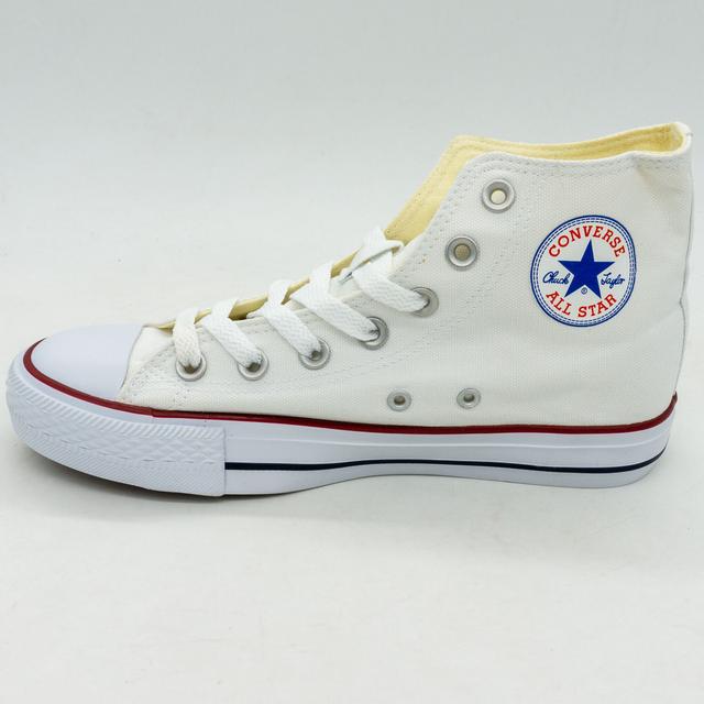 High white sneakers in the style of Converse