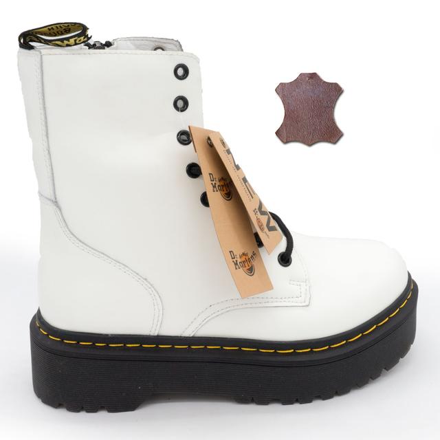 White women's boots at Dr. Martens on the platform, genuine leather - Top quality!