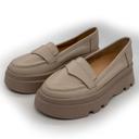 Women's beige leather loafers