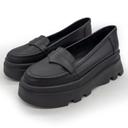 Women's black leather loafers