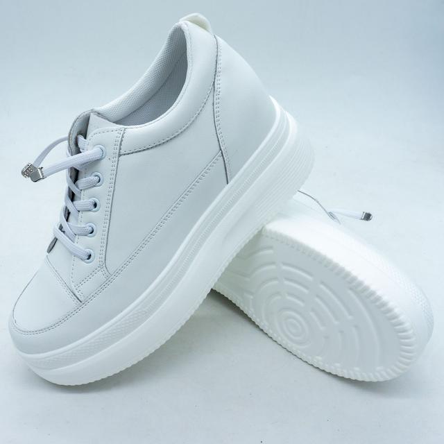 Women's leather wedge sneakers Fashion 326-2 white