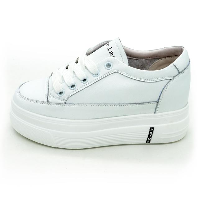 Prima d'Arte ZSL2805 women's wedge leather sneakers white