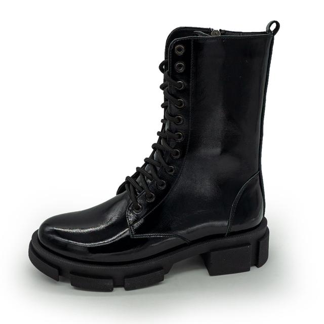 Women's winter black patent leather boots at Dr. Martens on the platform - 0022