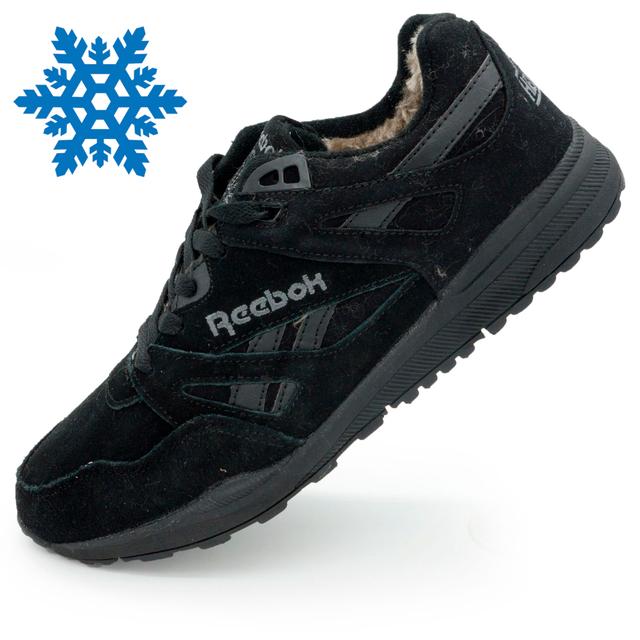 Reebok Hexalite Men's Winter Sneakers All Black With Fur (Natural Suede)