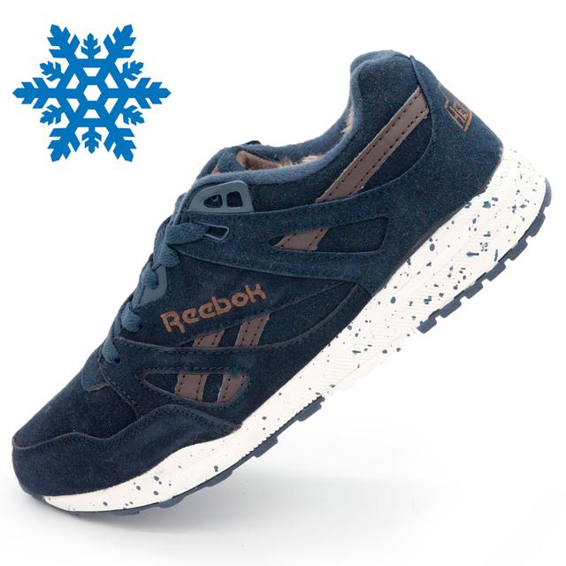 Reebok hexalite blue men's winter sneakers with fur (natural suede)