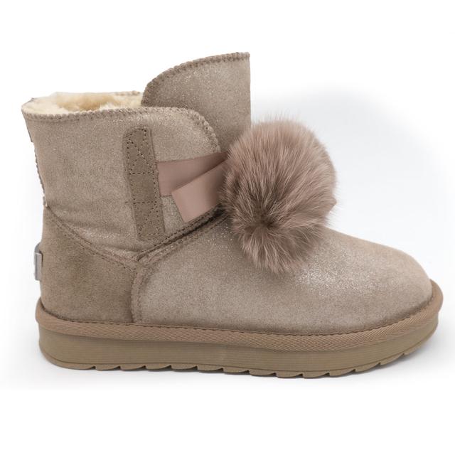 Середні зимові жіночі UGG (Уггі) бежеві з блискітками